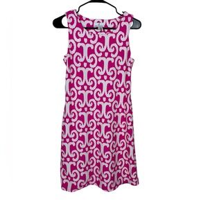 Jude Connally Beth Dress Geometric Print Pink & White Size Small Sleeveless EUC!